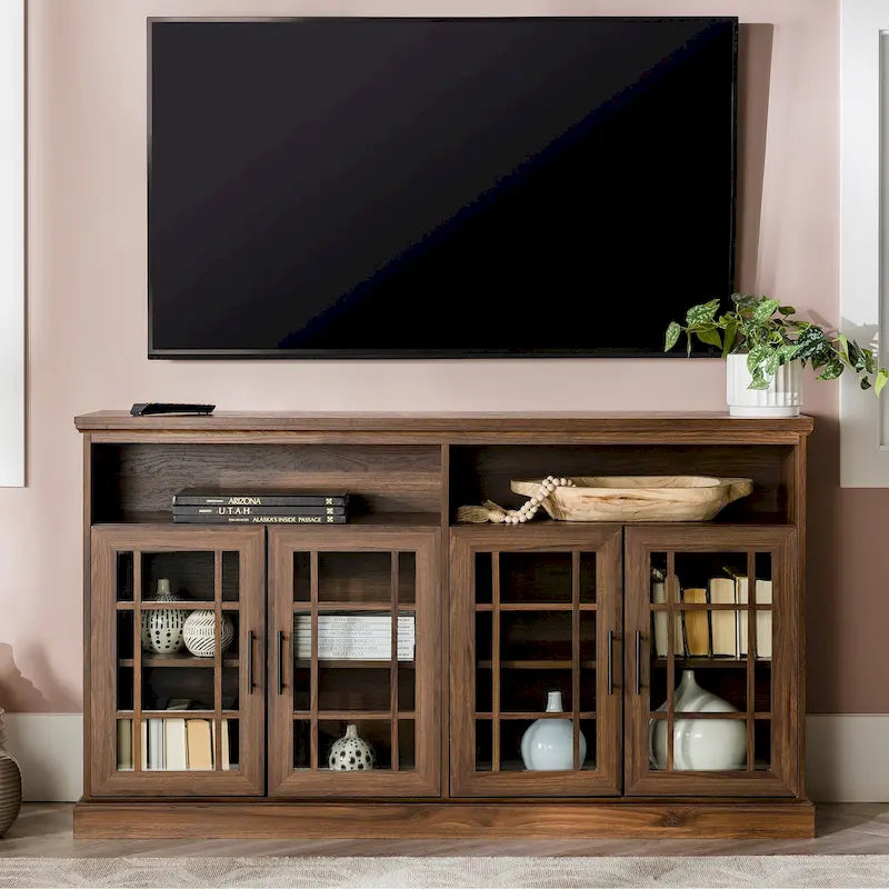 Meuble TV encadré en verre 4 portes de 58 pouces