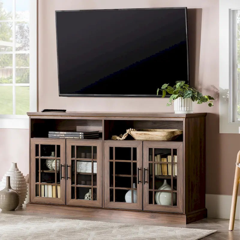 Meuble TV encadré en verre 4 portes de 58 pouces