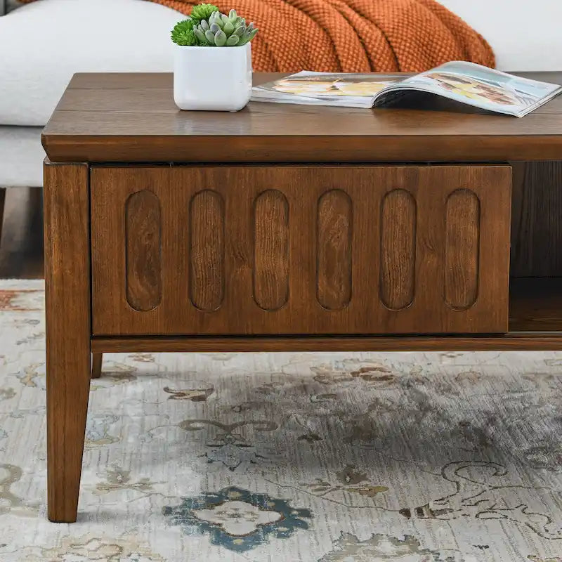 Table basse cannelée du milieu du siècle moderne