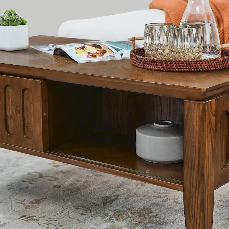 Table basse cannelée du milieu du siècle moderne