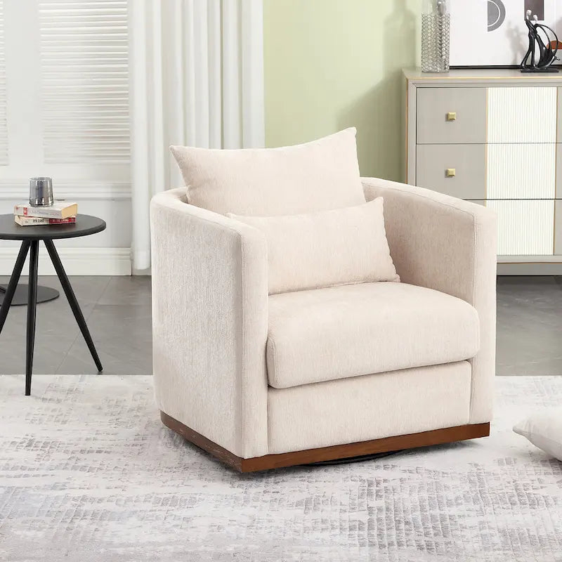 Swivel Barrel Chair, Comfy Round Accent Sofa Chair for Living Room, 360 Degree Swivel Barrel Club Chair