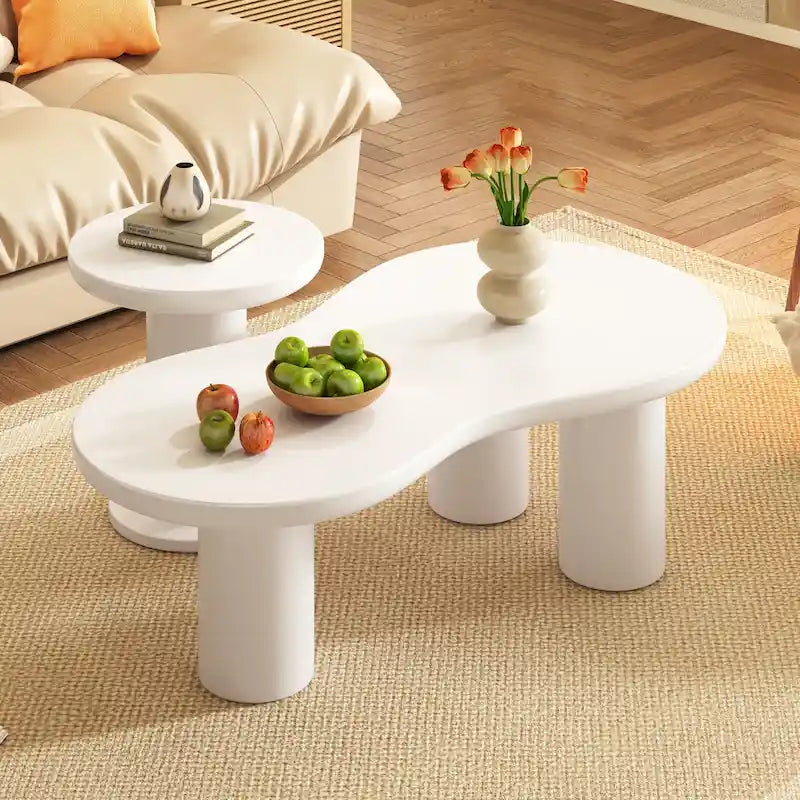 Table basse nuage avec petite table d'appoint ronde