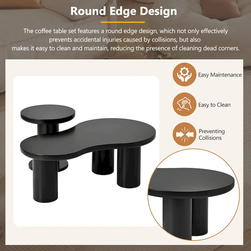 Table basse nuage avec petite table d'appoint ronde