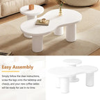 Table basse nuage avec petite table d'appoint ronde