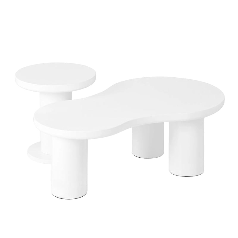 Table basse nuage avec petite table d'appoint ronde