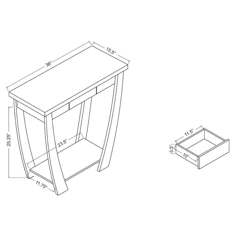 Console moderne à 1 étagère de 91 cm