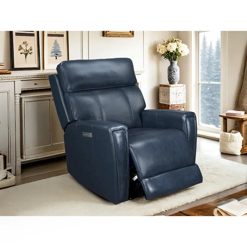 Fauteuil inclinable électrique zéro gravité en cuir véritable avec appui-tête électrique, ports USB et USB-C