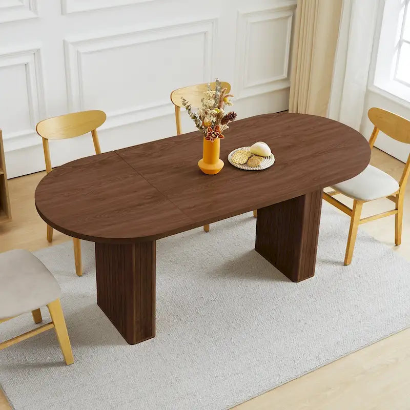 Table à manger ovale en bois de 1,80 m pour 4 à 6 personnes