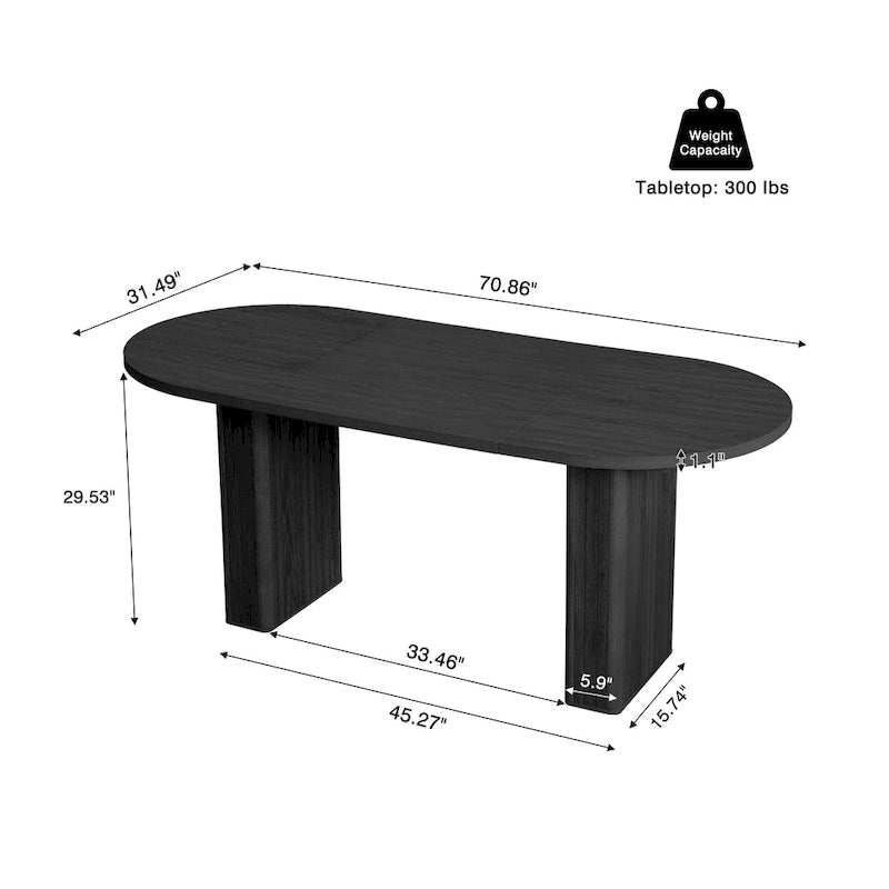 Table à manger ovale en bois de 1,80 m pour 4 à 6 personnes