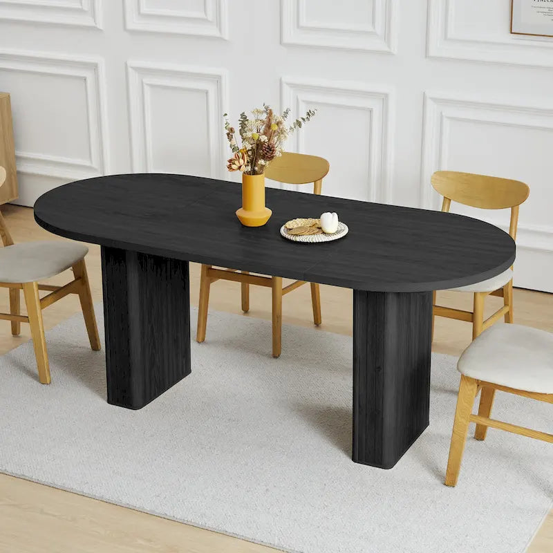 Table à manger ovale en bois de 1,80 m pour 4 à 6 personnes