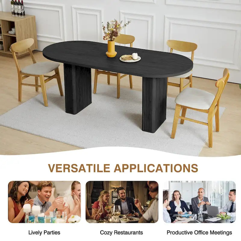 Table à manger ovale en bois de 1,80 m pour 4 à 6 personnes