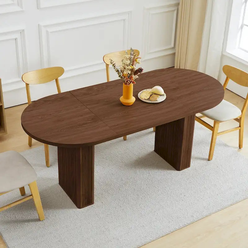 Table à manger ovale en bois de 1,80 m pour 4 à 6 personnes