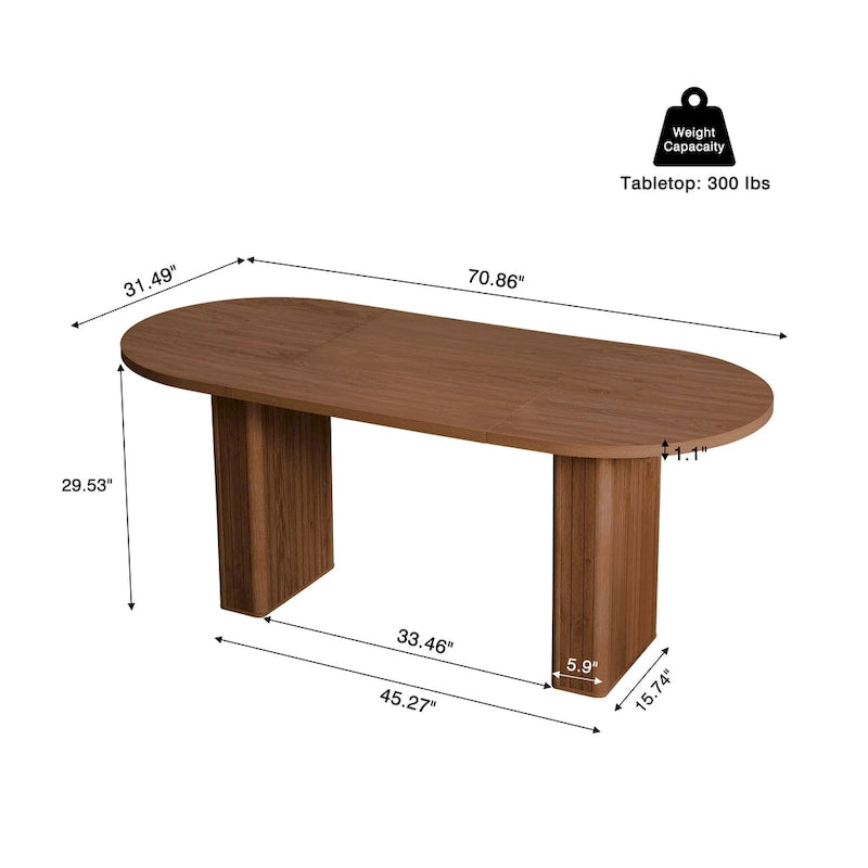 Table à manger ovale en bois de 1,80 m pour 4 à 6 personnes