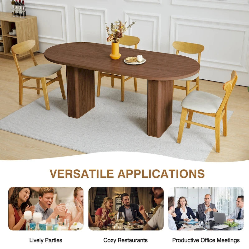 Table à manger ovale en bois de 1,80 m pour 4 à 6 personnes