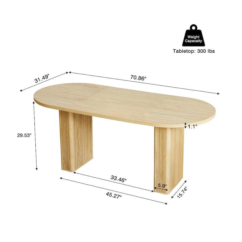 Table à manger ovale en bois de 1,80 m pour 4 à 6 personnes