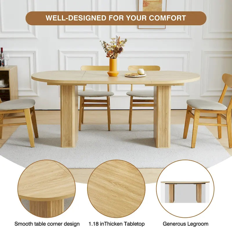 Table à manger ovale en bois de 1,80 m pour 4 à 6 personnes