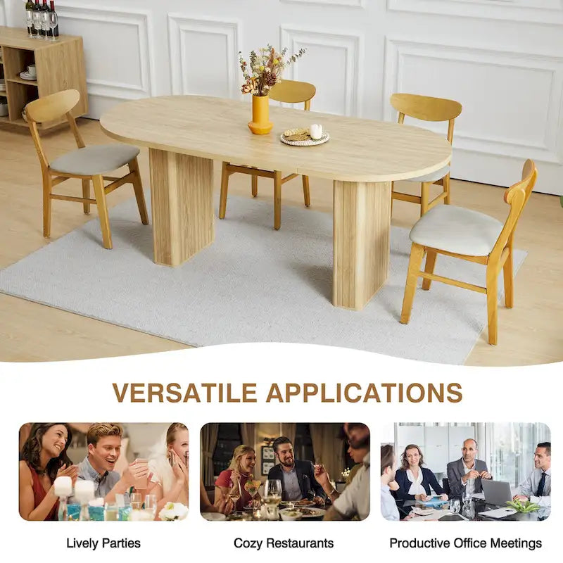 Table à manger ovale en bois de 1,80 m pour 4 à 6 personnes