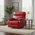 Faux Leather Upholstered Reclining Chair with Padded Arms - 39 - Red