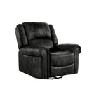Fauteuil inclinable pivotant en microfibre lustrée avec clous de tapissier et fonction de glissement