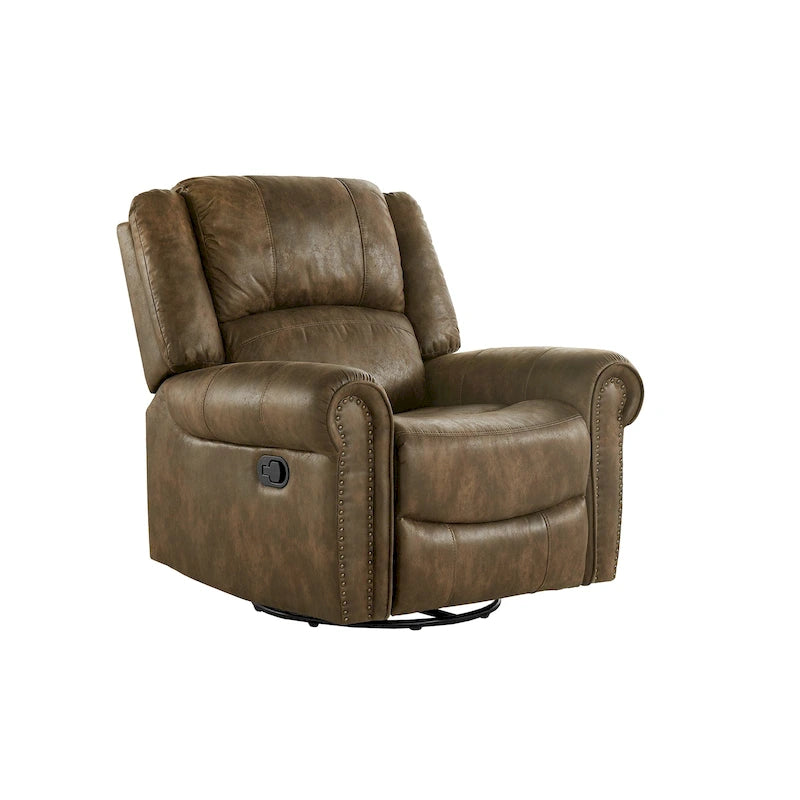 Fauteuil inclinable pivotant en microfibre lustrée avec clous de tapissier et fonction de glissement