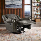 Fauteuil inclinable pivotant en microfibre lustrée avec clous de tapissier et fonction de glissement