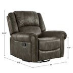 Fauteuil inclinable pivotant en microfibre lustrée avec clous de tapissier et fonction de glissement