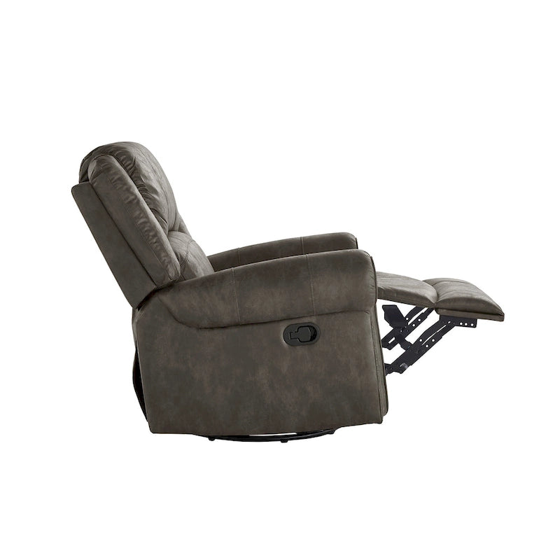 Fauteuil inclinable pivotant en microfibre lustrée avec clous de tapissier et fonction de glissement