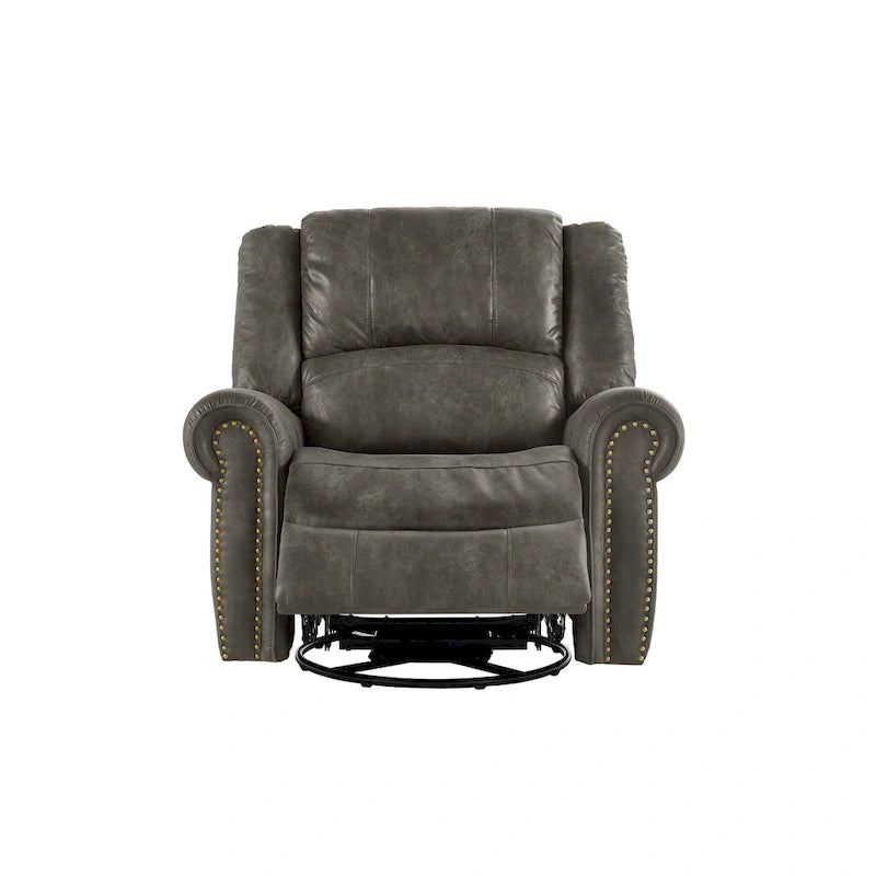 Fauteuil inclinable pivotant en microfibre lustrée avec clous de tapissier et fonction de glissement