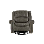 Fauteuil inclinable pivotant en microfibre lustrée avec clous de tapissier et fonction de glissement
