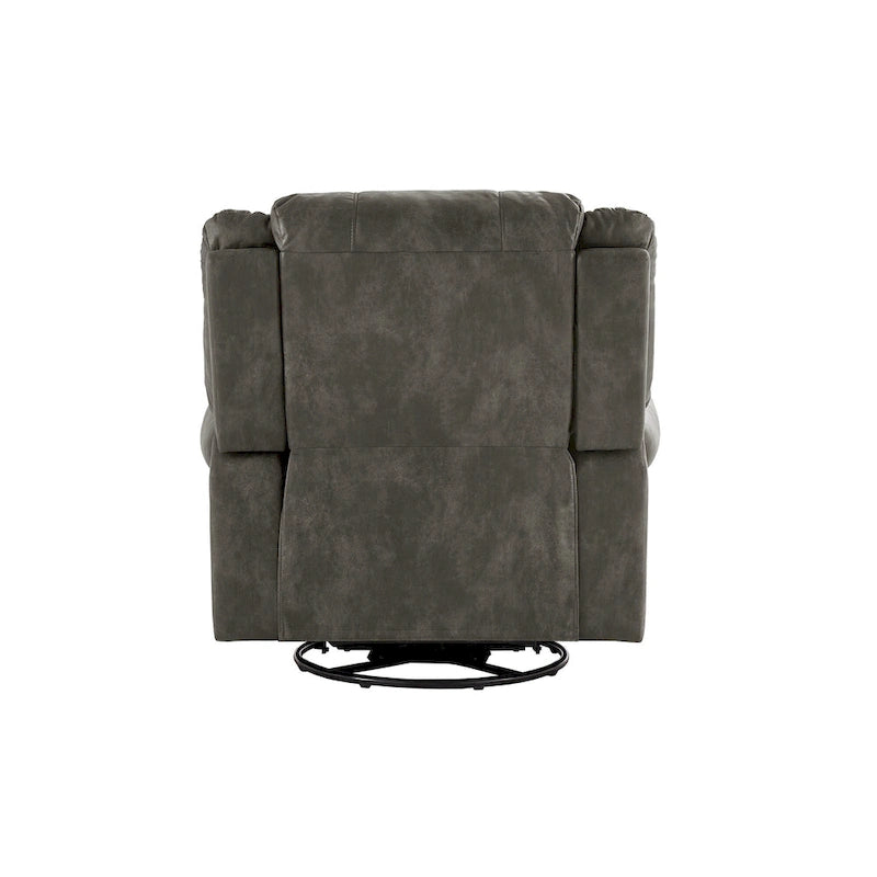Fauteuil inclinable pivotant en microfibre lustrée avec clous de tapissier et fonction de glissement