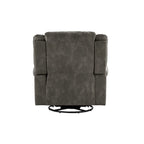 Fauteuil inclinable pivotant en microfibre lustrée avec clous de tapissier et fonction de glissement