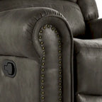 Fauteuil inclinable pivotant en microfibre lustrée avec clous de tapissier et fonction de glissement