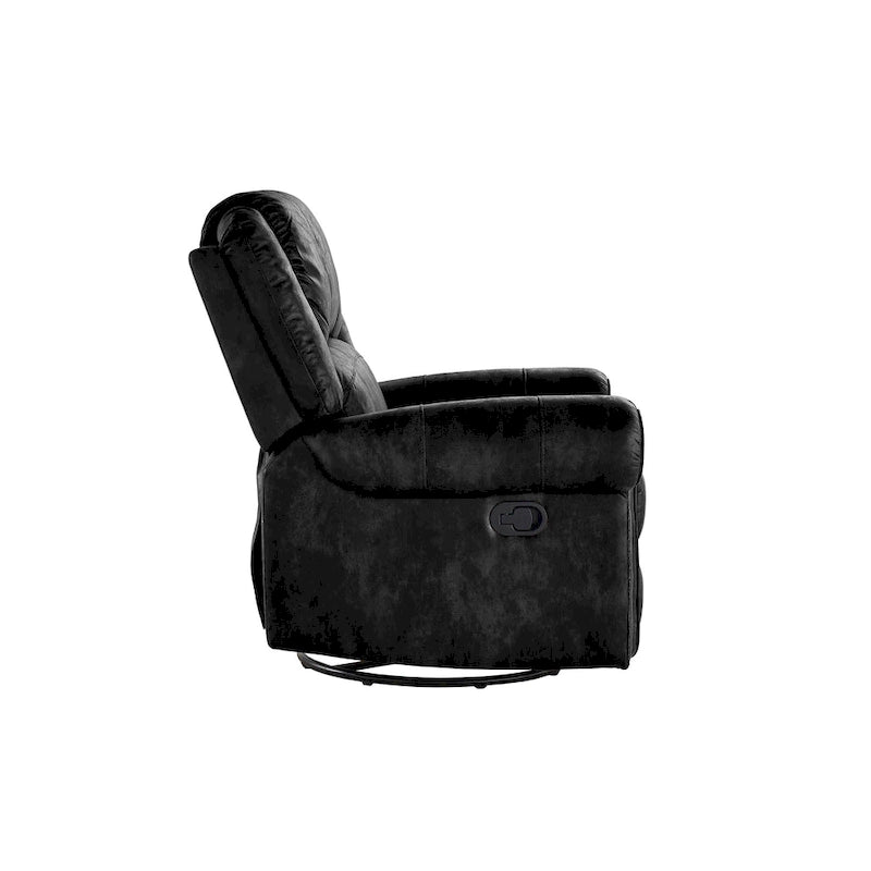 Fauteuil inclinable pivotant en microfibre lustrée avec clous de tapissier et fonction de glissement