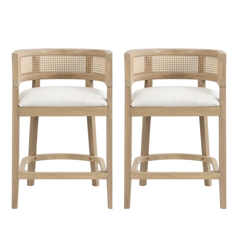Tabouret de comptoir en bois avec accoudoirs, ensemble de 2