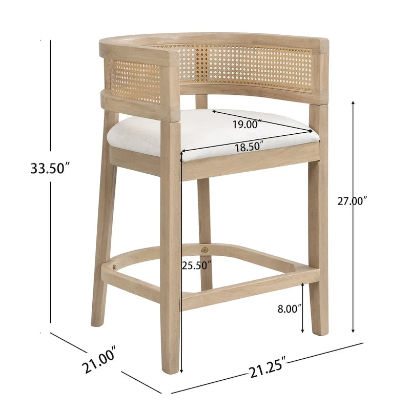 Tabouret de comptoir en bois avec accoudoirs, ensemble de 2