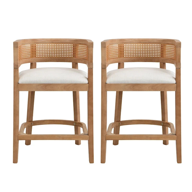 Tabouret de comptoir en bois avec accoudoirs, ensemble de 2