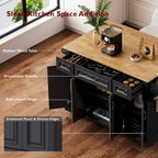 53 Îlot de cuisine avec abattant, îlot de cuisine à roulettes avec rangement, table de cuisine roulante, chariot de cuisine mobile