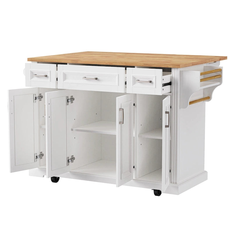53 Îlot de cuisine avec abattant, îlot de cuisine à roulettes avec rangement, table de cuisine roulante, chariot de cuisine mobile