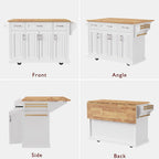 53 Îlot de cuisine avec abattant, îlot de cuisine à roulettes avec rangement, table de cuisine roulante, chariot de cuisine mobile