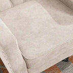 Fauteuil d'appoint rembourré en lin avec pieds en bois massif, fauteuil de salon individuel de style moderne du milieu du siècle pour salon et chambre à coucher
