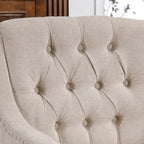 Fauteuil d'appoint rembourré en lin avec pieds en bois massif, fauteuil de salon individuel de style moderne du milieu du siècle pour salon et chambre à coucher
