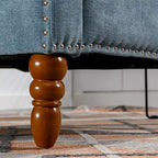 Fauteuil d'appoint rembourré en lin avec pieds en bois massif, fauteuil de salon individuel de style moderne du milieu du siècle pour salon et chambre à coucher