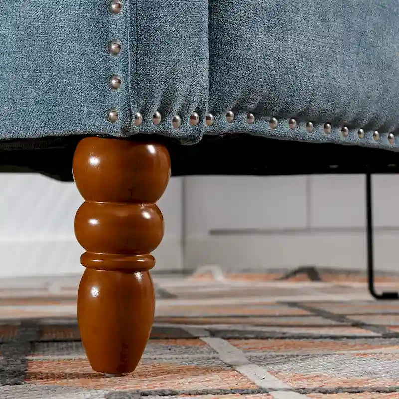 Fauteuil d'appoint rembourré en lin avec pieds en bois massif, fauteuil de salon individuel de style moderne du milieu du siècle pour salon et chambre à coucher