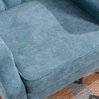 Fauteuil d'appoint rembourré en lin avec pieds en bois massif, fauteuil de salon individuel de style moderne du milieu du siècle pour salon et chambre à coucher