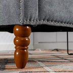 Fauteuil d'appoint rembourré en lin avec pieds en bois massif, fauteuil de salon individuel de style moderne du milieu du siècle pour salon et chambre à coucher