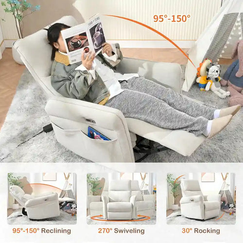 Fauteuil inclinable électrique pivotant 270° avec ports USB