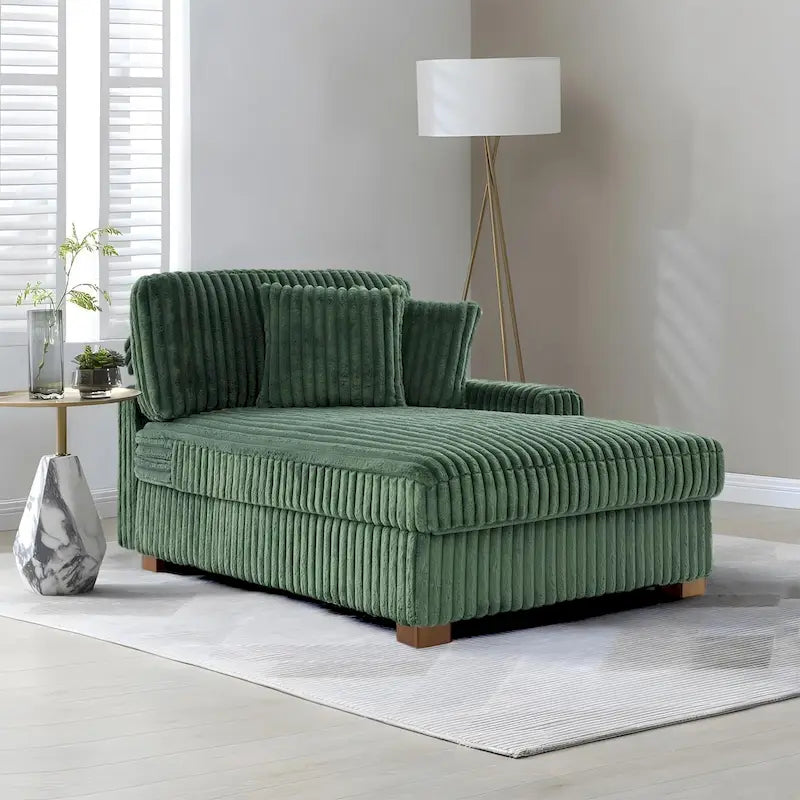 Chaise longue d'intérieur moderne en flanelle de coton avec oreillers