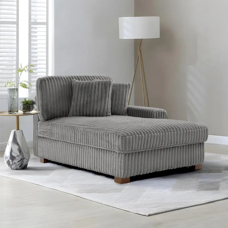 Chaise longue d'intérieur moderne en flanelle de coton avec oreillers