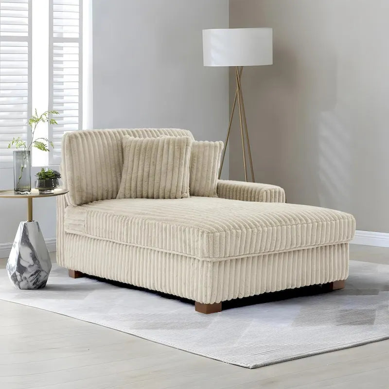 Chaise longue d'intérieur moderne en flanelle de coton avec oreillers