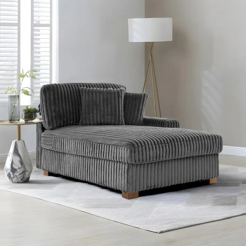 Chaise longue d'intérieur moderne en flanelle de coton avec oreillers